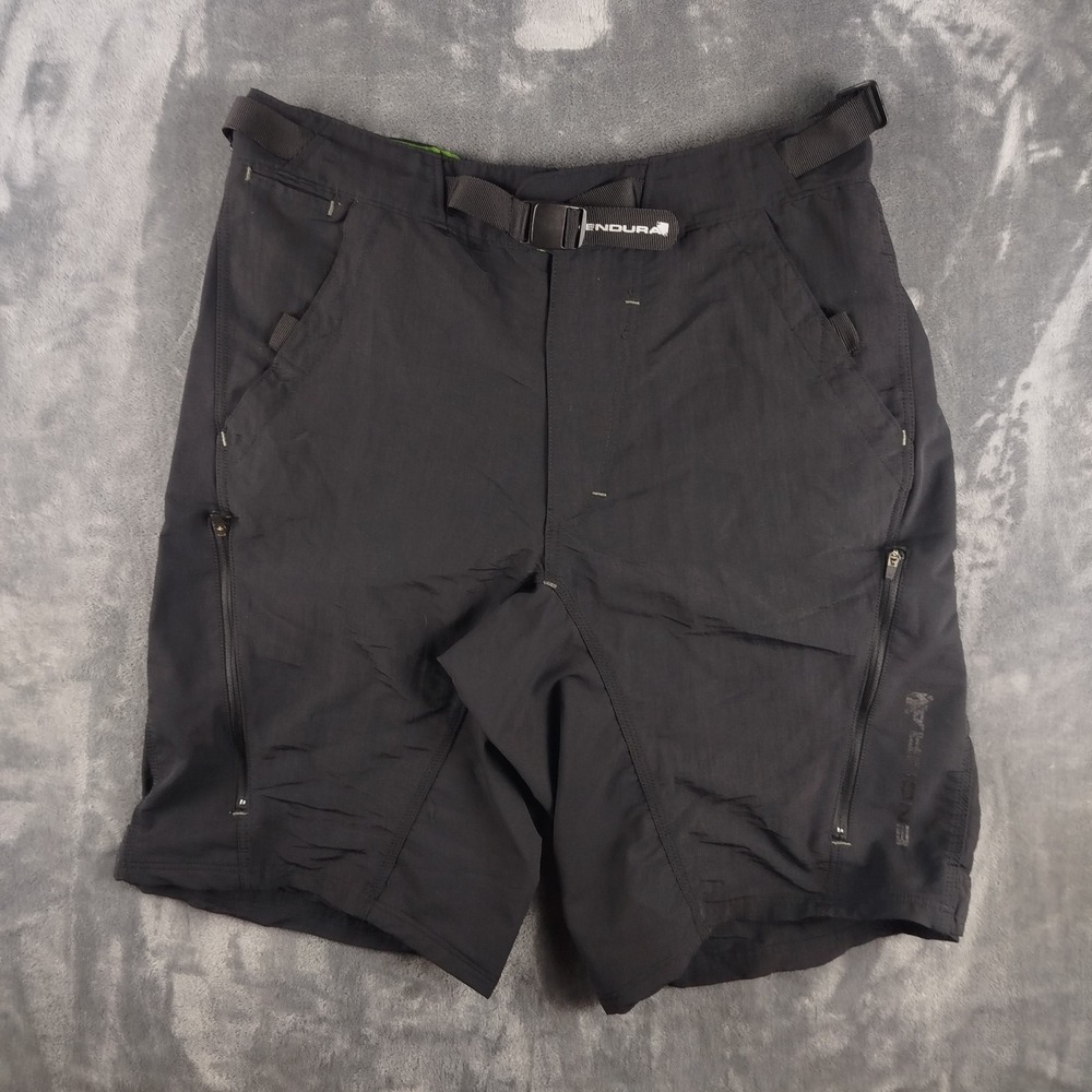 ENDURA Hummvee‎ Cycling Cargo Shorts Black Nylon Zip Pockets Mens XL Montain